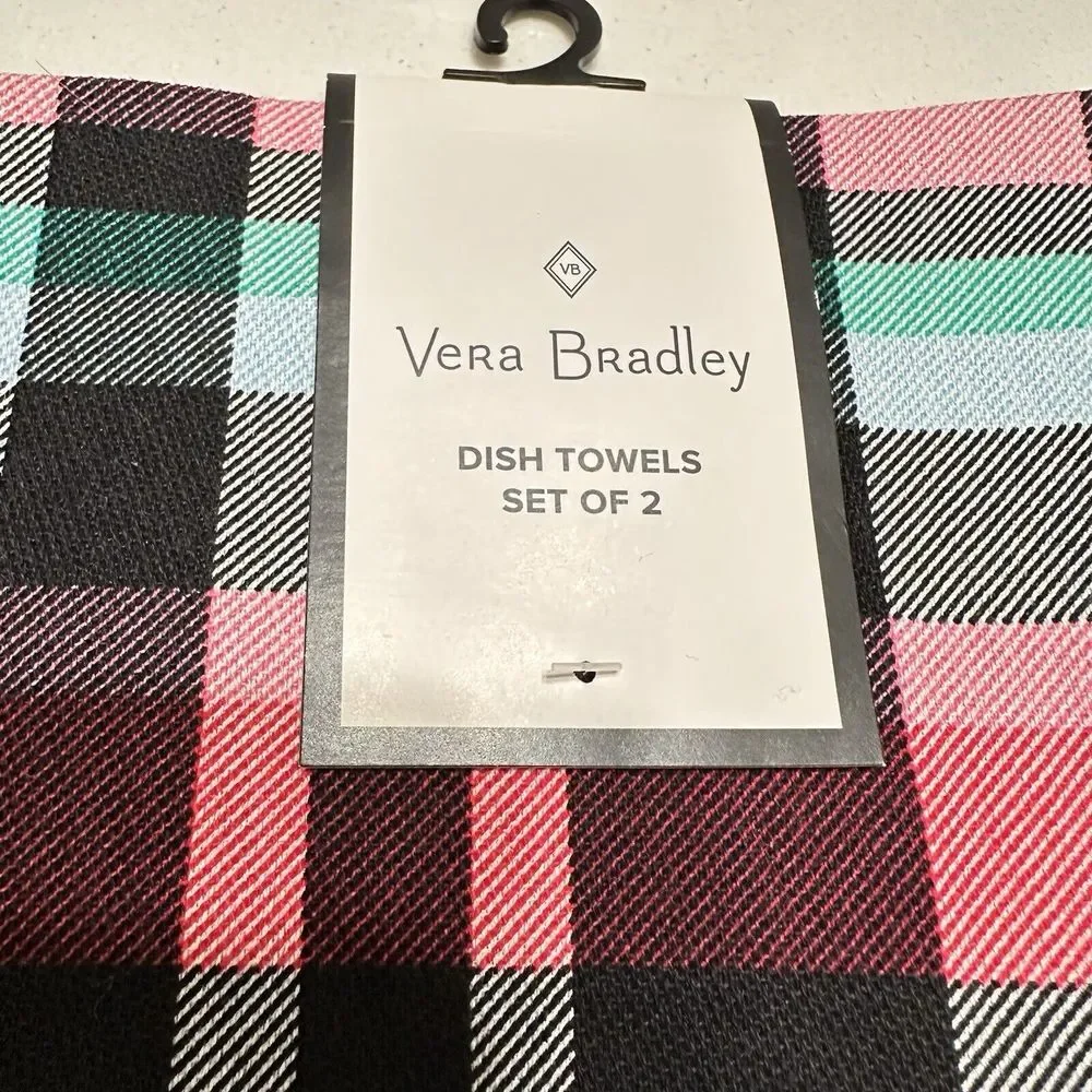 🎀 Vera Bradley Table Runner, Pot Holders & Dishtowel Gift Set Ribbons Plaid NWT